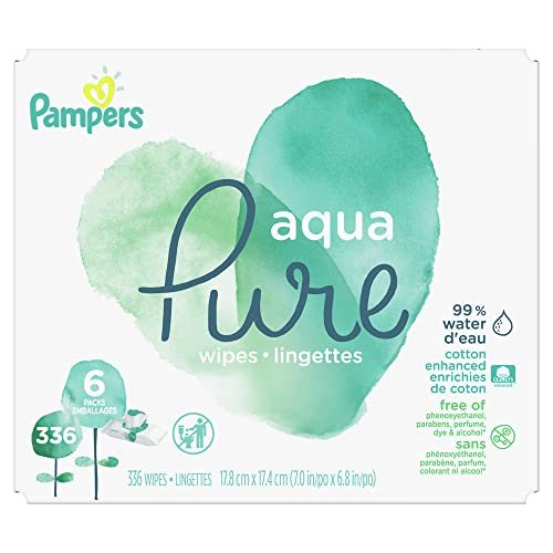 Baby Wipes, Pampers Aqua Pure Sensitive Water Baby Diaper Wipes, Hypoallergenic and Unscented, 6X Pop-Top Travel Packs, 336 Count (Packaging...