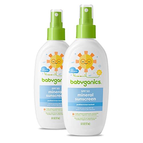 Babyganics SPF 50 Baby Sunscreen Spray | UVA UVB Protection | Octinoxate & Oxybenzone Free | Water Resistant, 2 Pack...