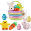 Baby's First Easter Basket Playset Stuffed Plush Bunny, Chick, Carrot, Egg 7-Piece Toy Set for Boys and Girls Safe and...