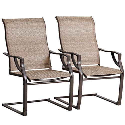 BALI OUTDOORS All-Weather Spring Motion Textile Patio Dining Chairs Set of 2 for Outdoor Lawn Garden Backyard