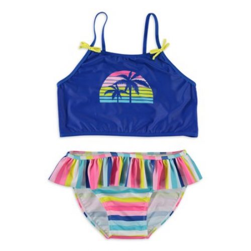 Banana Boat Girls Rainbow Stripe Bikini Swimsuit, 4-16