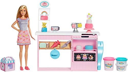 Barbie Cake Decorating Playset with Blonde Doll, Baking Island with Oven, Molding Dough and Toy Icing Pieces for Kids 4...