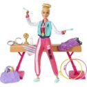 Barbie Career Gymnastics Playset with Doll, Balance Beam and 15 Accessories