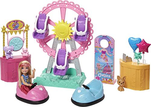 Barbie Club Chelsea Doll and Carnival Playset, 6-inch Blonde Wearing Fashion and Accessories, with Ferris Wheel, Bumper Cars, Puppy and...