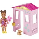 Barbie Skipper Babysitters Inc. Accessories Set With Small Toddler Doll & Pink Playhouse, Plus Pinwheel, Teddy Bear & Cup, Gift...