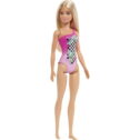 Barbie Beach Doll in Pink Checkered Swimsuit with Straight Blonde Hair