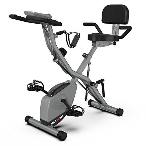 BARWING Stationary Exercise Bike for Home Workout | 4 IN 1 Foldable Indoor Cycling Spin Bike for Seniors | 300...