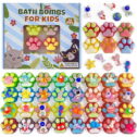 Bath Bombs for Kids,32PCS Paw-Shape Bath Bombs with Surprise Toy Inside, Bath Bombs with Ocean Animals and Space Planet Toys,...