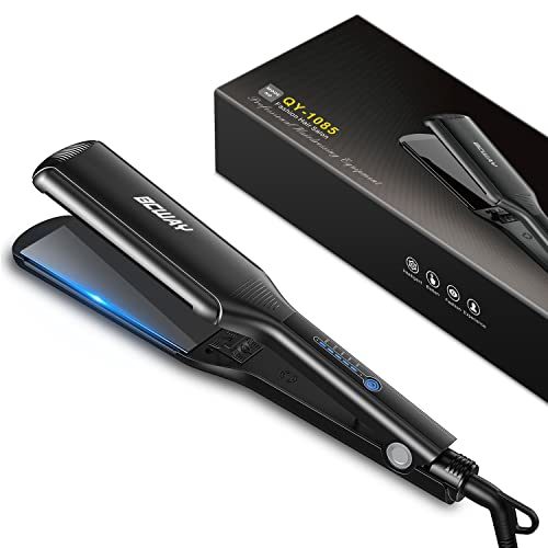 Bcway Professional Hair Straightener, 2.16'' Extra-Large Floating Titanium Flat Iron for Hair, 30s Instant Heating Straightening Iron with 5 Adjustable...