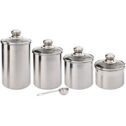Beautiful Canisters Sets for the Kitchen Counter, Small Sized, 4-Piece Stainless Steel with Glass Lids and 20 ml Measuring Scoop...