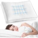 Bed Pillow, Queen Size Cooling Pillows, Soft and Supportive, 100% Breathable Polyester Cover, White