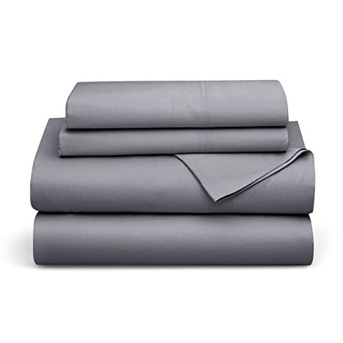 Bedsure 100% Viscose from Bamboo Sheets Set 4PCs Queen Grey - Cooling Breathable Bed Sheets for Queen Size Bed with...