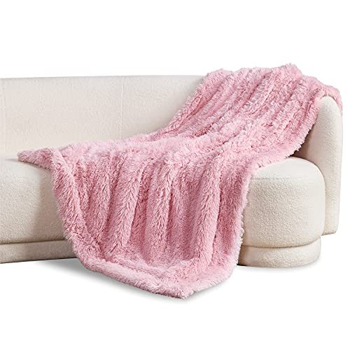 Bedsure Faux Fur Throw Blanket Pink - Fuzzy Fluffy Super Soft Furry Plush Decorative Comfy Shag Thick Sherpa Shaggy Throws...