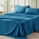 Bedsure 4 Pieces Hotel Luxury Teal Sheets Queen，Easy Care Polyester Microfiber material Cooling Bed Sheet Set