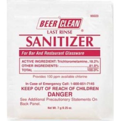 BEER CLEAN 90223 Beer Clean Sanitizer, 0.25 oz. Pouch, Unscented, White