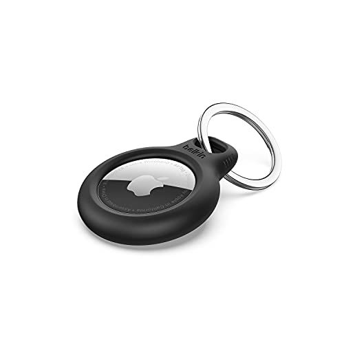 Belkin AirTag Case with Key Ring, Secure Holder Protective Cover for Air Tag with Scratch Resistance Accessory - black