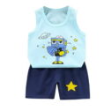 BELLZELY Toddler Clothing Sets Clearance Toddler Kids Baby Boys Girls Fashion Cute Sleeveless Vest Shorts Cartoon Print Casual Suit