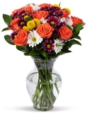 Benchmark Bouquets Life is Good Flowers Orange, With Vase (Fresh Cut Flowers) MOTHERS DAY DEAL!