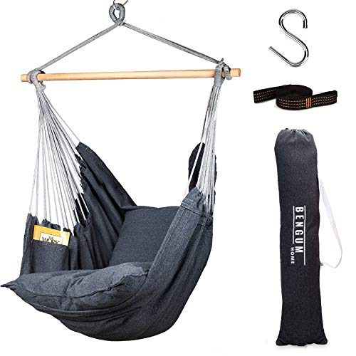 Bengum Hammock Chair Hanging Swing | Indoor and Outdoor Use | Large Swinging Seat Chair for Patio, Bedroom, or Tree...