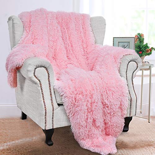 BENRON Pink Throw Blankets, Soft Shaggy Fuzzy Sherpa Blankets, Cozy Lightweight Fluffy Faux Fur Blankets for Bed Couch Sofa, Washable...