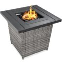 Best Choice Products 28in Propane Gas Fire Pit Table 50,000 BTU Outdoor Wicker w/ Glass Beads, Tank Holder - Ash...