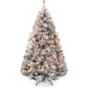 Best Choice Products 4.5ft Pre-Lit Holiday Christmas Pine Tree w/ Snow Flocked Branches, 200 Warm White Lights