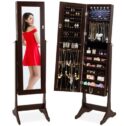 Best Choice Products 6-Tier Full Length Standing Mirrored Lockable Jewelry Storage Organizer Cabinet Armoire w/ 6 LED Interior Lights, 3...