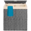 Best Choice Products Wicker Double Laundry Hamper, Divided Storage Basket w/ Linen Liner, Handles - Gray