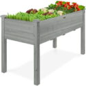 Best Choice Product 48x24x30in Raised Garden Bed, Elevated Wooden Planter for Yard w/ Foot Caps, Liner - Gray