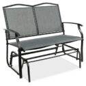 Best Choice Products 2-Person Outdoor Swing Glider, Steel Patio Loveseat, Bench Rocker w/ Armrests - Gray