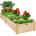 Best Choice Products 8x2ft Outdoor Wooden Raised Garden Bed Planter for Grass, Lawn, Yard - Natural