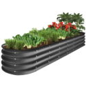 Best Choice Products 8x2x1ft Outdoor Metal Raised Oval Garden Bed, Planter Box for Vegetables, Flowers - Charcoal