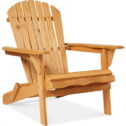Best Choice Products Folding Adirondack Chair Outdoor, Wooden Accent Lounge Furniture w/ 350lb Capacity - Brown