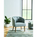Better Homes & Gardens Barrel Accent Chair, Gray Linen Fabric Upholstery