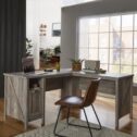 Better Homes & Gardens Modern Farmhouse L-Desk, Rustic Gray Finish