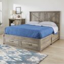 Better Homes & Gardens Modern Farmhouse Queen Platform Bed with Headboard and Storage, Rustic Gray Finish