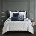 Better Homes & Gardens Navy 12 Piece Bed in a Bag Comforter Set with Sheets, Queen
