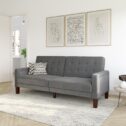 Better Homes & Gardens Porter Fabric Tufted Firm Futon, Gray Linen
