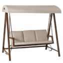 Better Homes & Gardens Willow Springs Canopy Steel Porch Swing - Brown and Tan