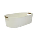 Better Homes & Gardens - Vanilla White Medium Oval Galvanized Tub BH24100108683F9, 20.27 in L x 11.22 in W x...