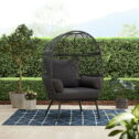 Better Homes & Garden Ventura Steel Stationary Outdoor Wicker Egg Chair, Gray