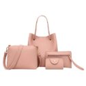 BFSAUHA 4pcs Women Handbags Wallet Tote Bag Shoulder Bag Top Handle Satchel Purse Set Leather Work Bags (Pink)