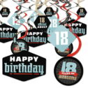 Big Dot of Happiness Boy 18th Birthday - Eighteenth Birthday Party Hanging Decor - Party Decoration Swirls - Set of...