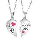 Big Sis & Lil Sis Gifts, Heart Necklace Set for Teens & Girls, Big & Little Sisters Jewelry Presents, Twins...