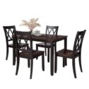 Black Dining Table Set for 4, Modern 5 Piece Dining Room Table Sets with Chairs, Heavy Duty Wooden Rectangular, for...