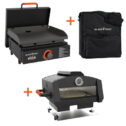 Blackstone 17” Adventure Ready Tabletop Griddle, Hard Cover, Carry Bag, and Pizza Oven Conversion Kit Bundle