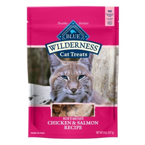 Blue Buffalo Wilderness Chicken & Salmon Flavor Soft Treats for Cats, Grain-Free, 8 oz. Bag