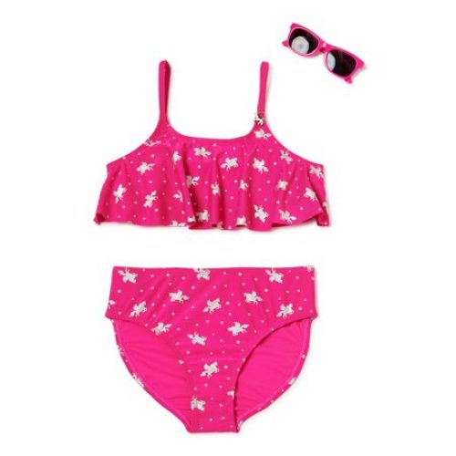 Bmagical Girls Two Piece Swimsuit w Sunglasses, Sizes 7-12