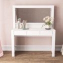 Boahaus Calypso Dressing Table, White, 3 drawers, wide mirror