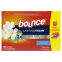 Bounce Lasting Fresh Mega Dryer Sheets, 180 Ct, Outdoor Fresh & Clean Fabric Softener Sheets
